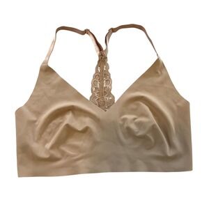 True and Co Womens Bra M Racerback Lace Detail Seamless Comfort Beige Nude
